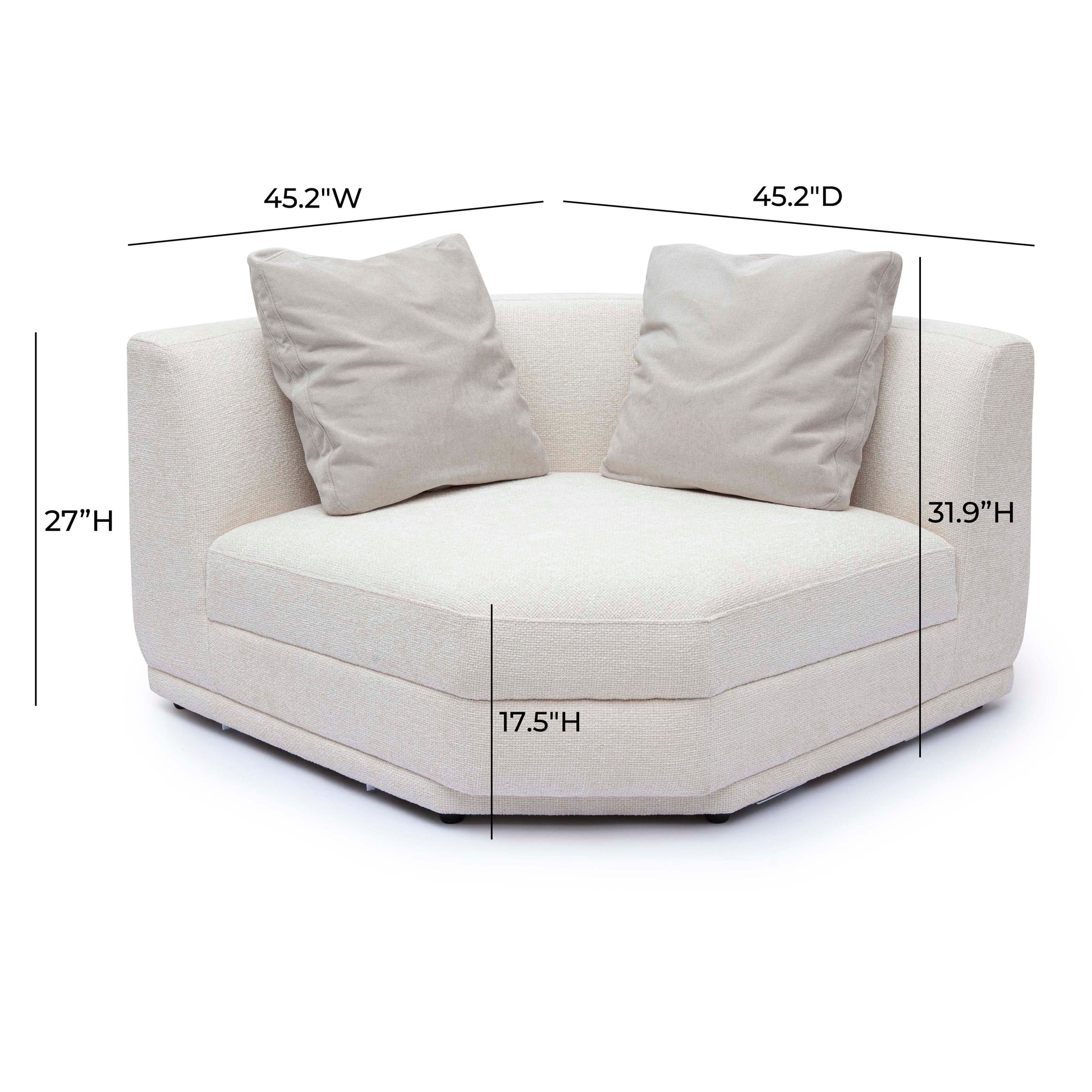 Perry Cream Chenille Modular Wedge Corner Chair by TOV S69217