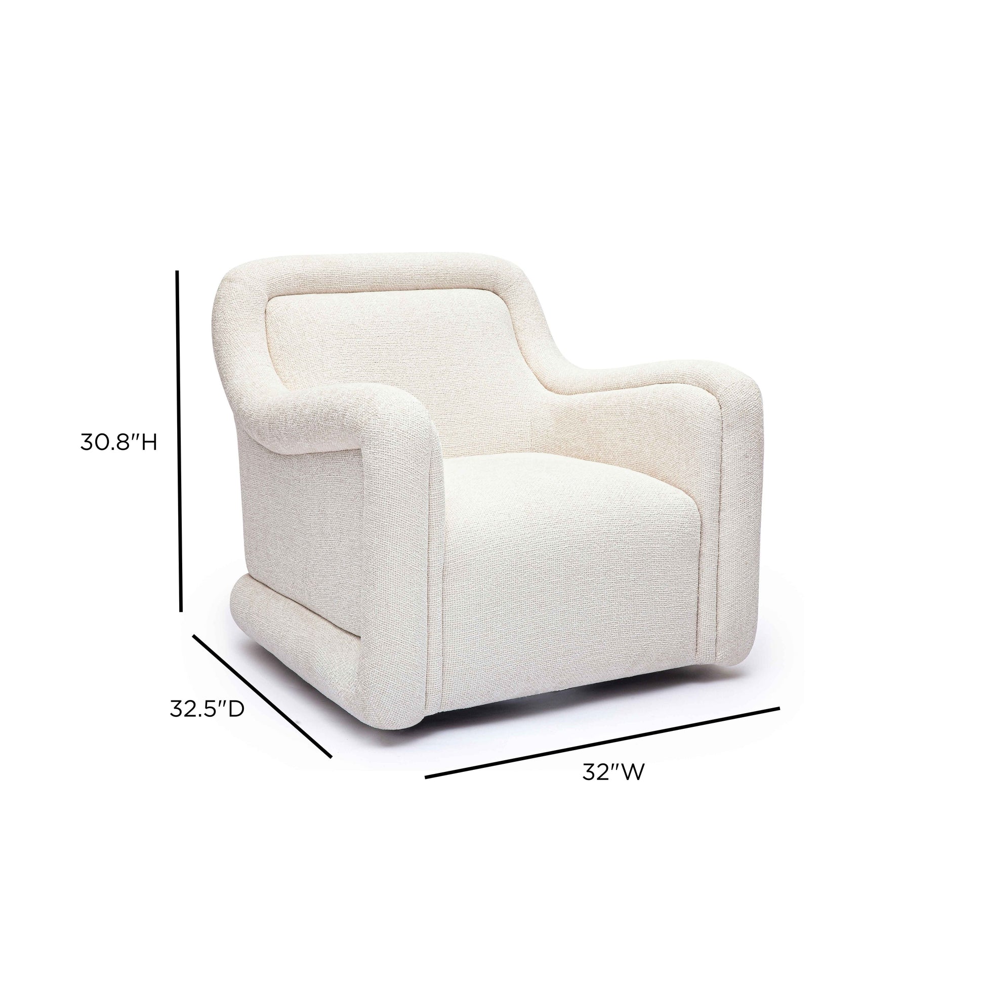 Charli Cream Performance Basketweave Chenille Swivel Chair Cream by Tov Furniture