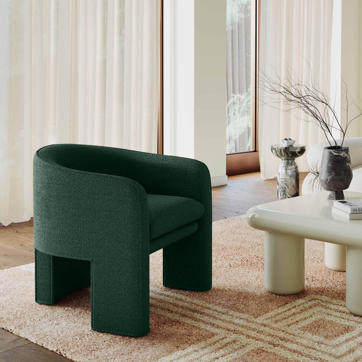 Marla Forest Green Performance Boucle Accent Chair by TOV Furniture – photo 2 of 7