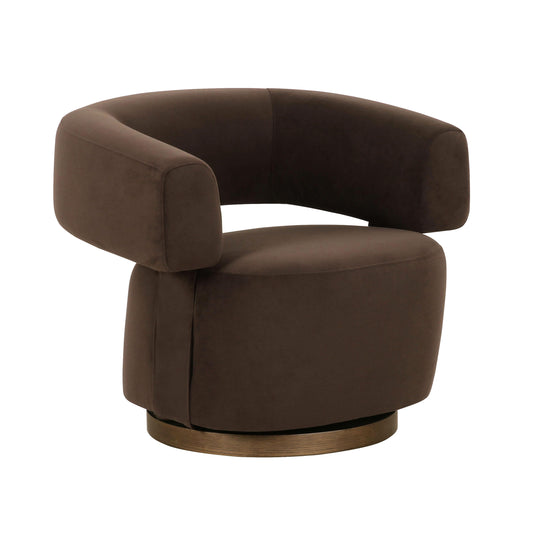 River Chocolate Brown Performance Velvet Swivel Accent Chair Chocolate Brown by Tov Furniture