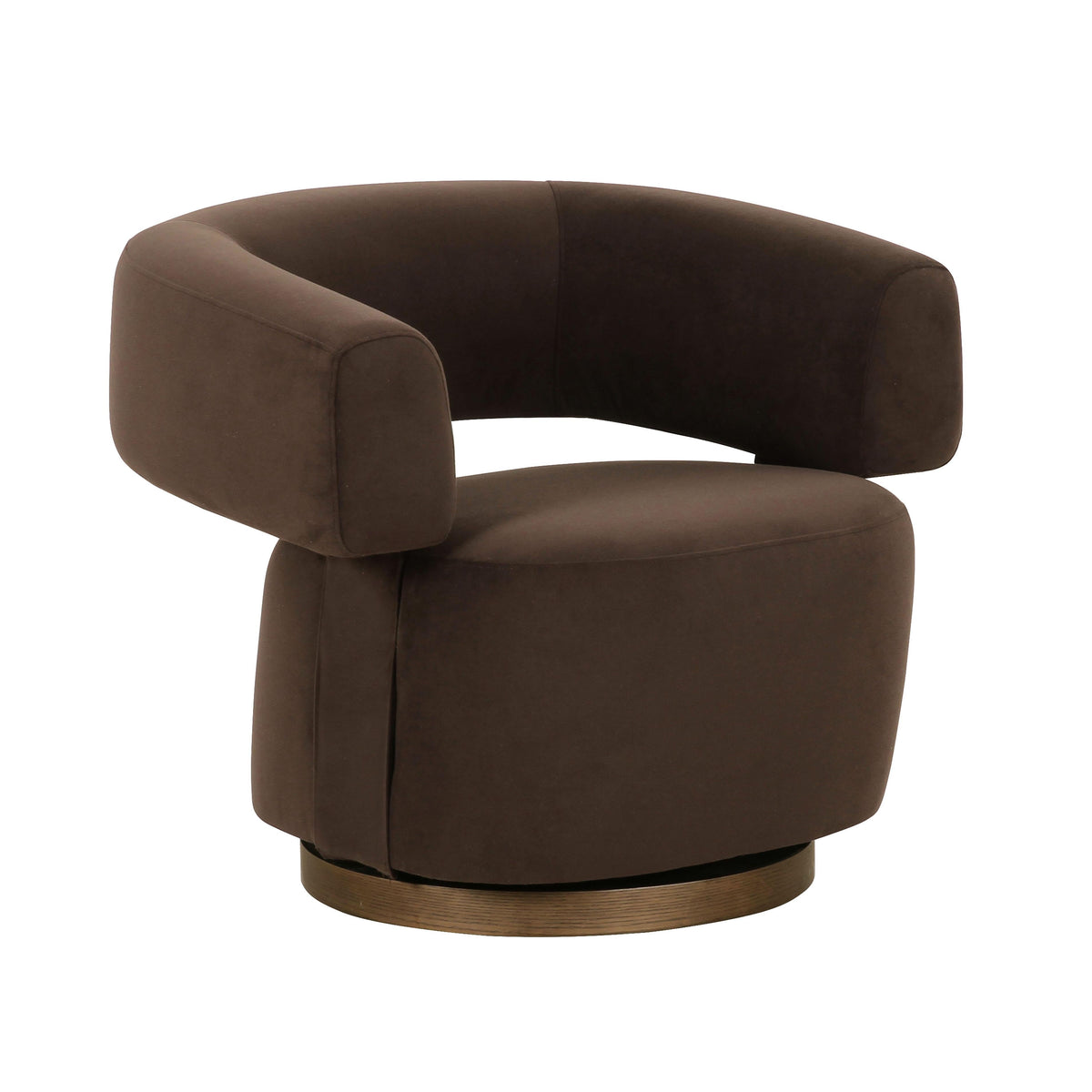 River Chocolate Brown Performance Velvet Swivel Accent Chair by TOV Furniture – photo 1 of 7