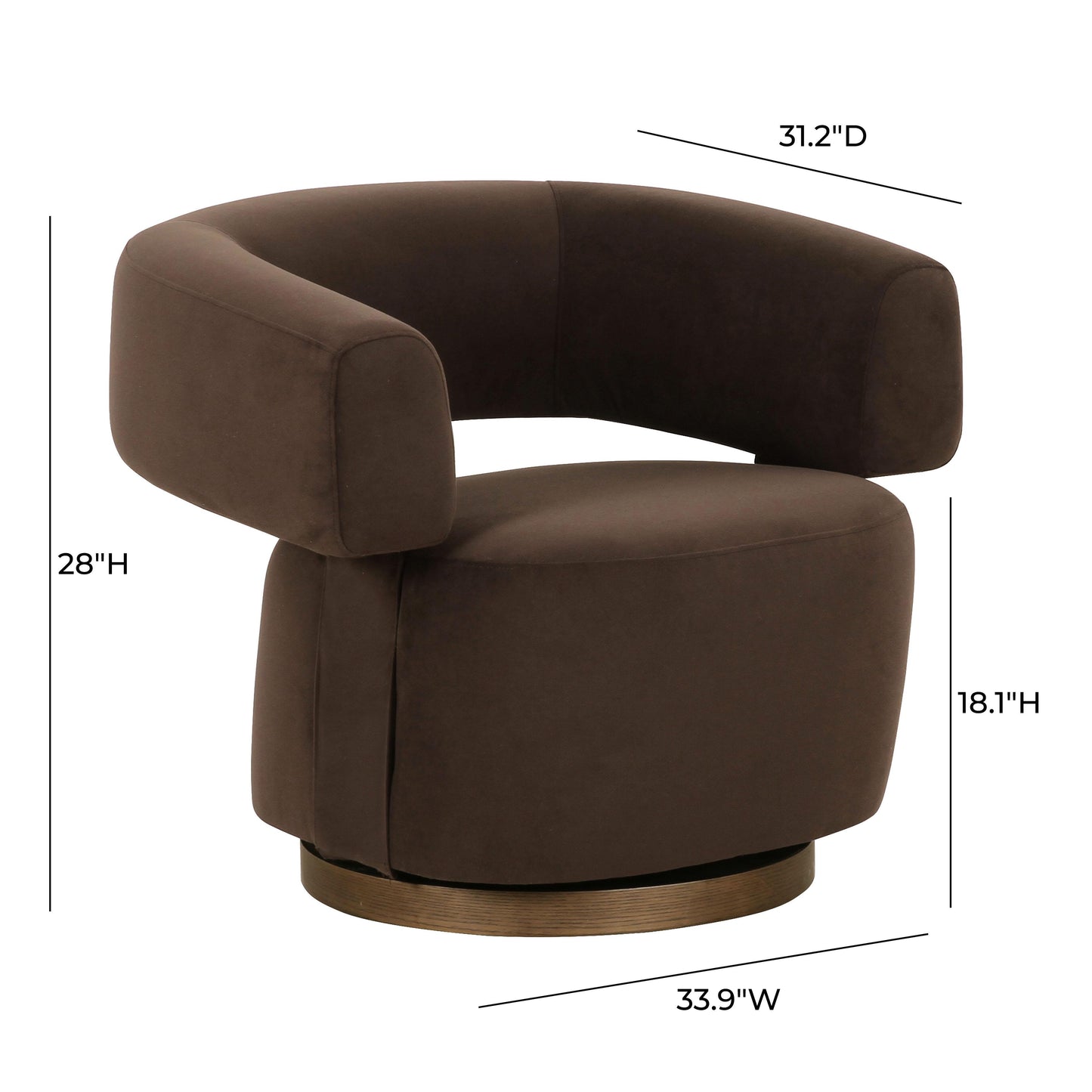 River Chocolate Brown Performance Velvet Swivel Accent Chair Chocolate Brown by Tov Furniture