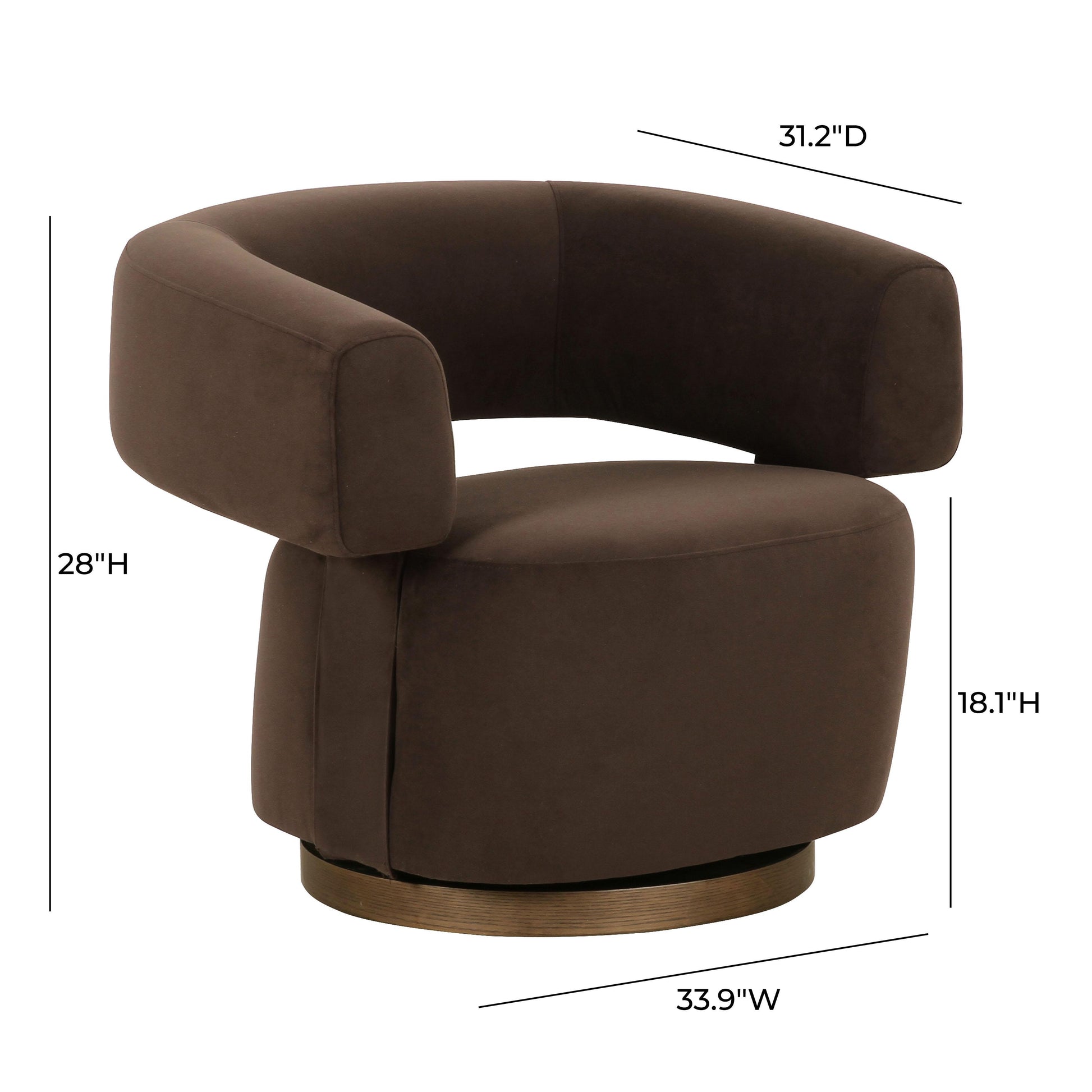 River Chocolate Brown Performance Velvet Swivel Accent Chair Chocolate Brown by Tov Furniture