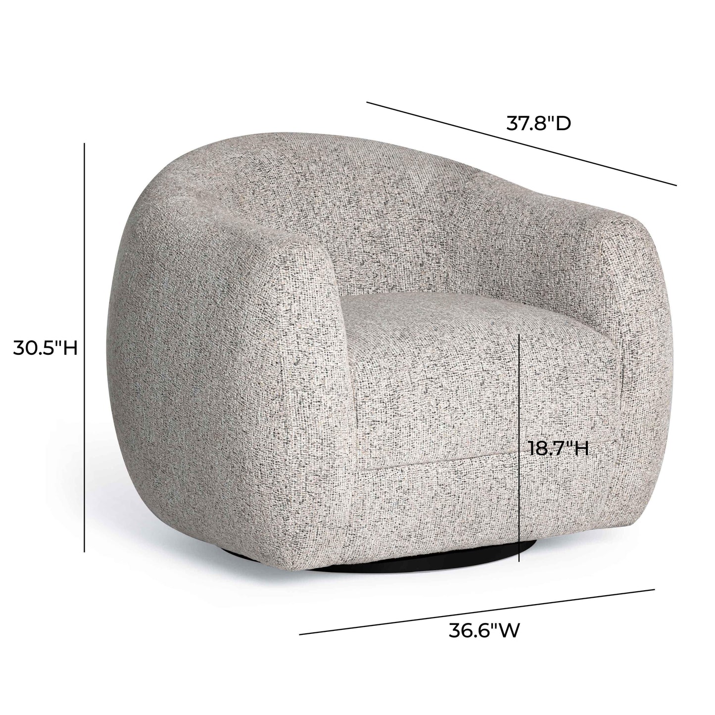 Judy Black and White Woven Performance Fabric Swivel Chair Black and White by Tov Furniture