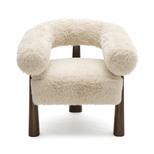 Spara Contract-Grade Straight Vegan Shearling Accent Chair Natural by Tov Furniture
