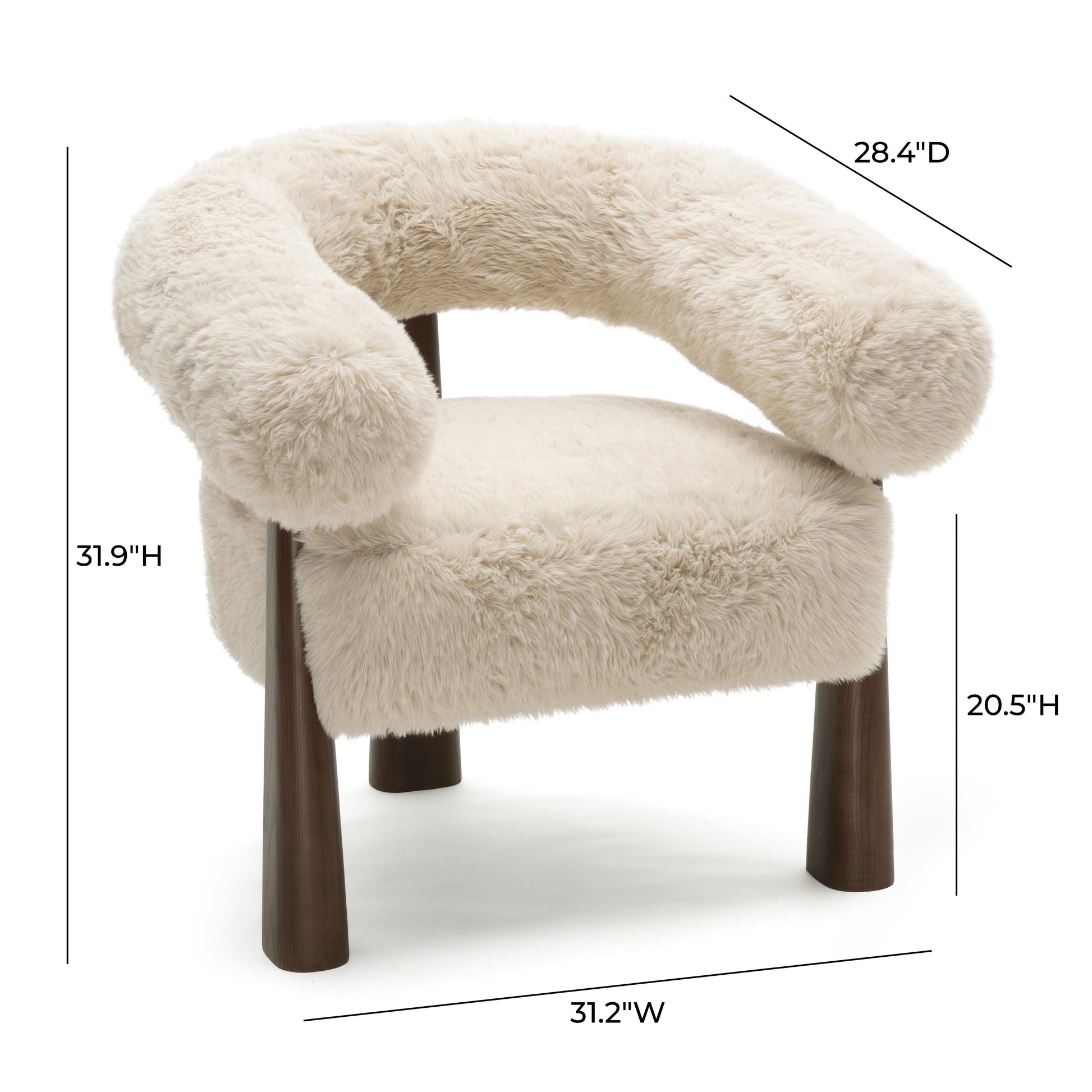Spara Contract-Grade Straight Vegan Shearling Accent Chair Natural by Tov Furniture