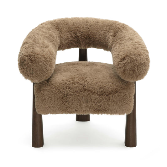 Spara Contract-Grade Straight Vegan Shearling Accent Chair Taupe by Tov Furniture