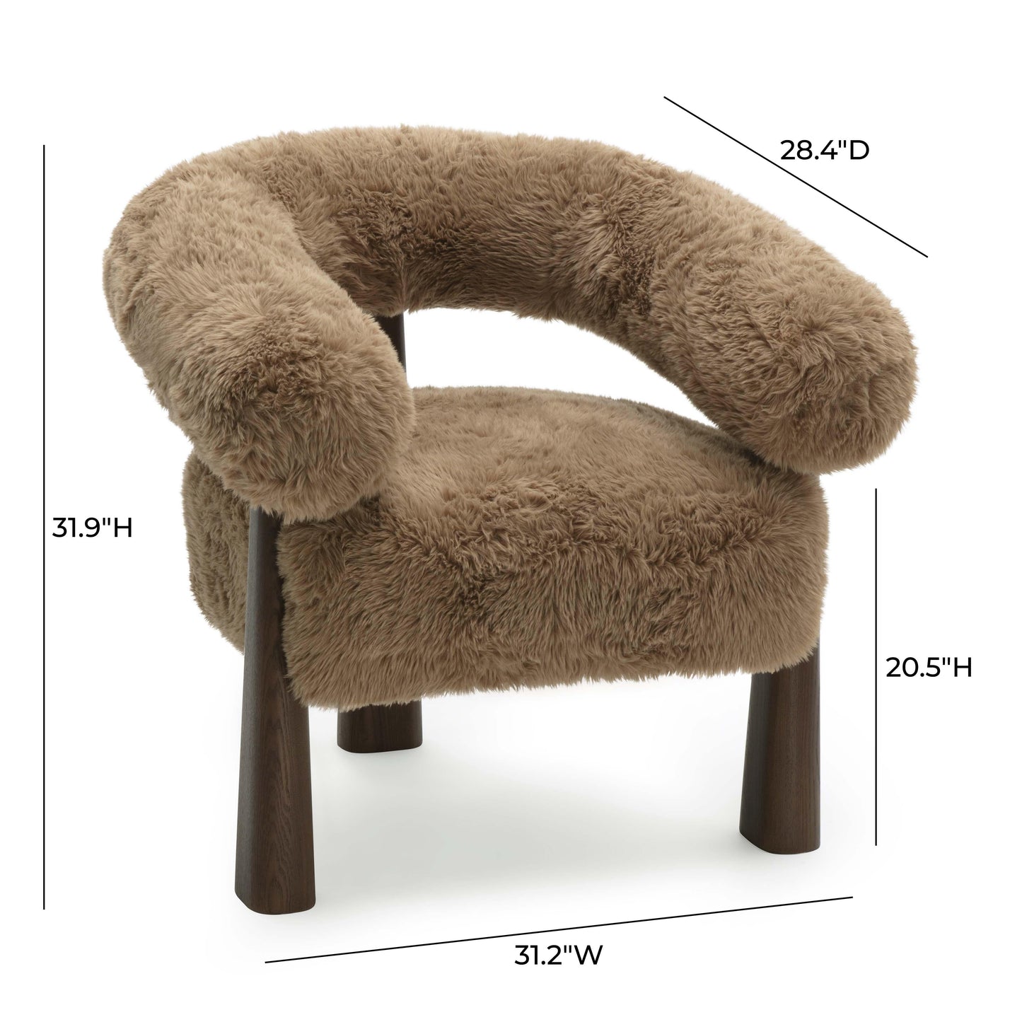 Spara Contract-Grade Straight Vegan Shearling Accent Chair Taupe by Tov Furniture