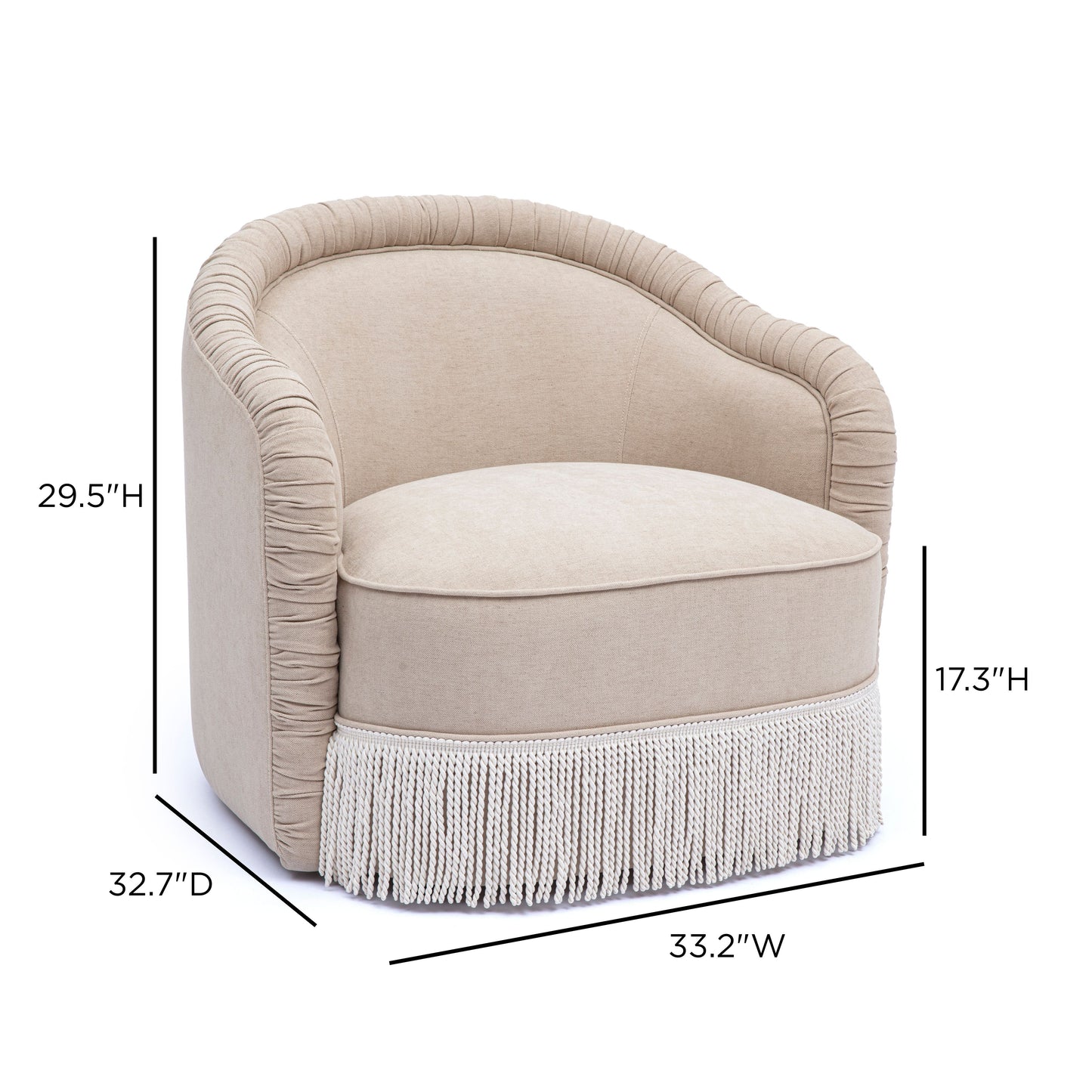 Pamela Tan Performance Chenille Tasseled Lounge Accent Chair Tan by Tov Furniture