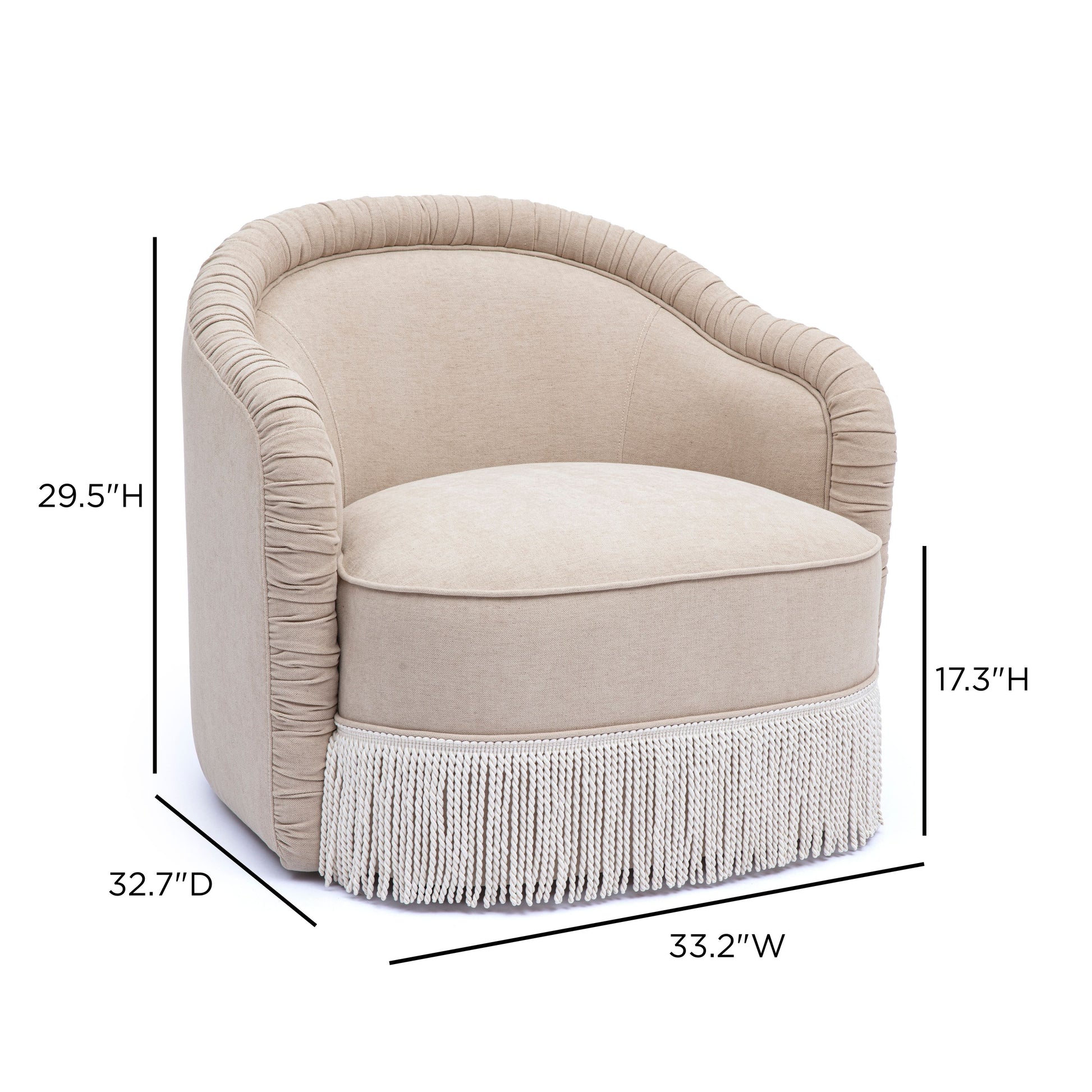 Pamela Tan Performance Chenille Tasseled Lounge Accent Chair Tan by Tov Furniture