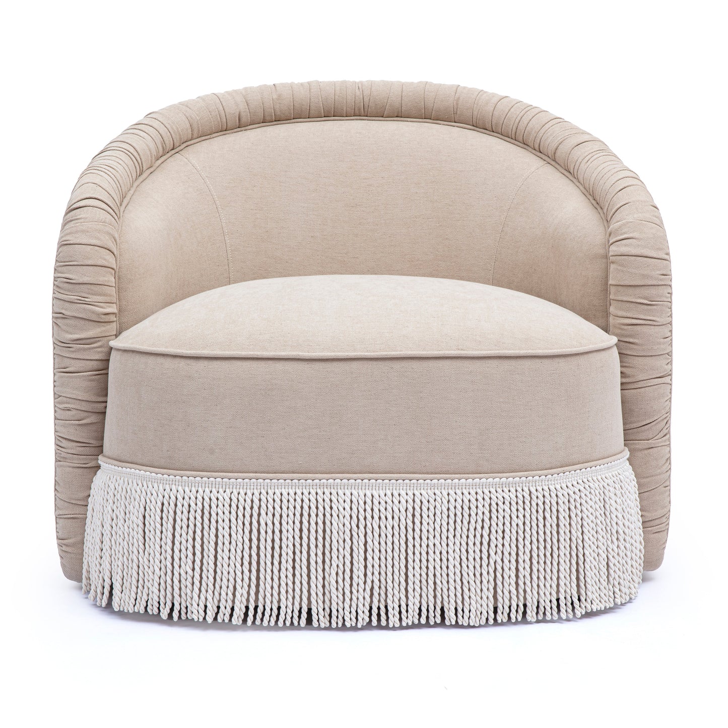Pamela Tan Performance Chenille Tasseled Lounge Accent Chair Tan by Tov Furniture