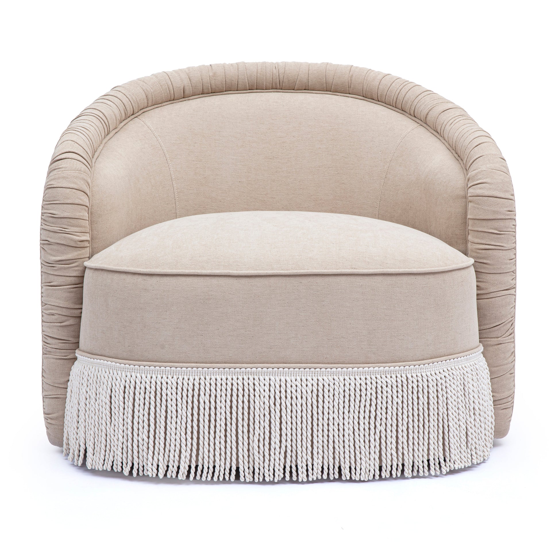 Pamela Tan Performance Chenille Tasseled Lounge Accent Chair Tan by Tov Furniture