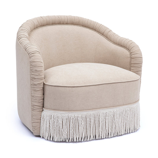 Pamela Tan Performance Chenille Tasseled Lounge Accent Chair Tan by Tov Furniture