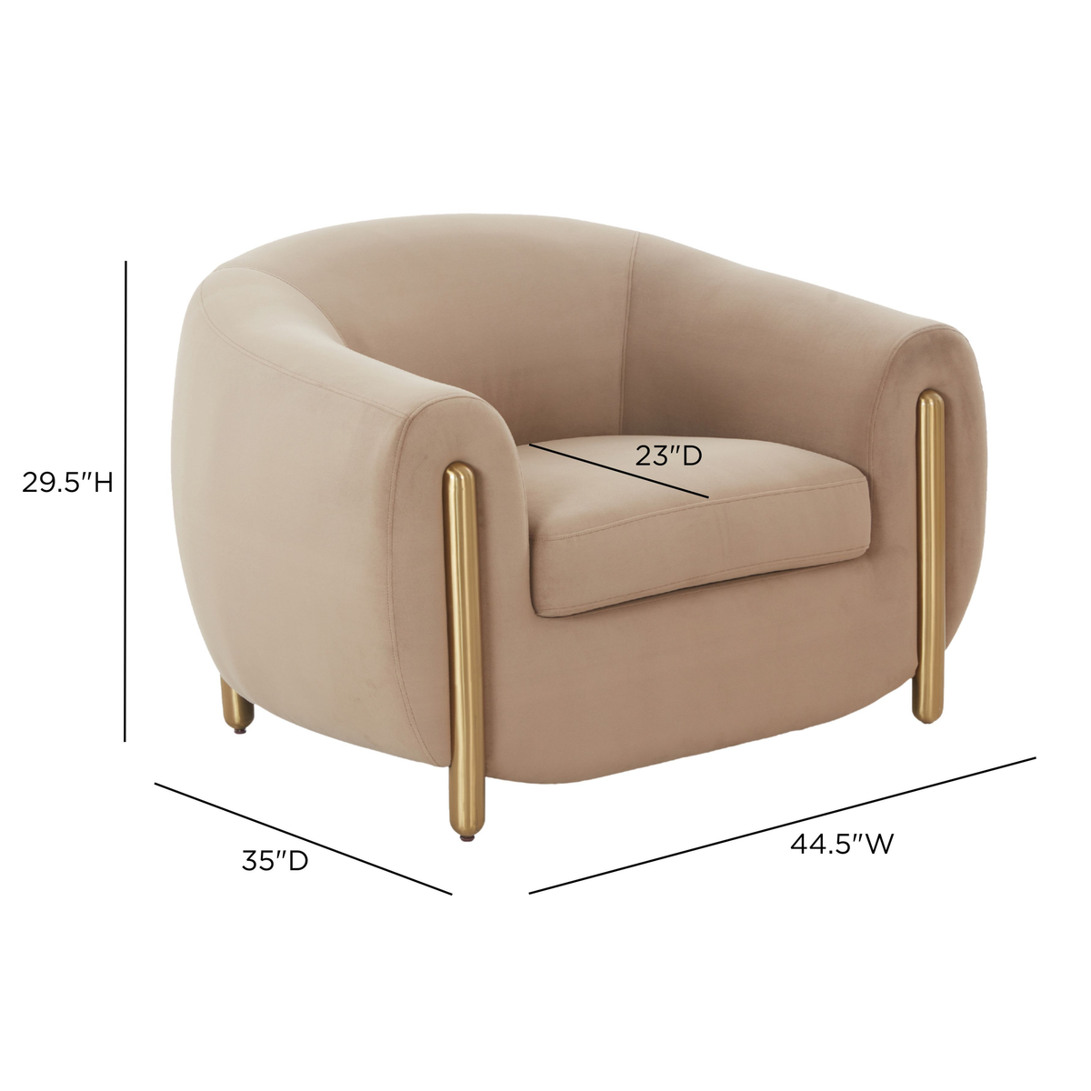 Lina Cafe Au Lait Performance Velvet Accent Chair by Inspire Me! Home Decor by TOV Furniture – photo 6 of 6