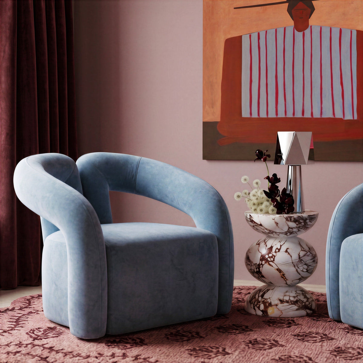 Jenn Blue Performance Velvet Accent Chair by TOV Furniture – photo 2 of 8