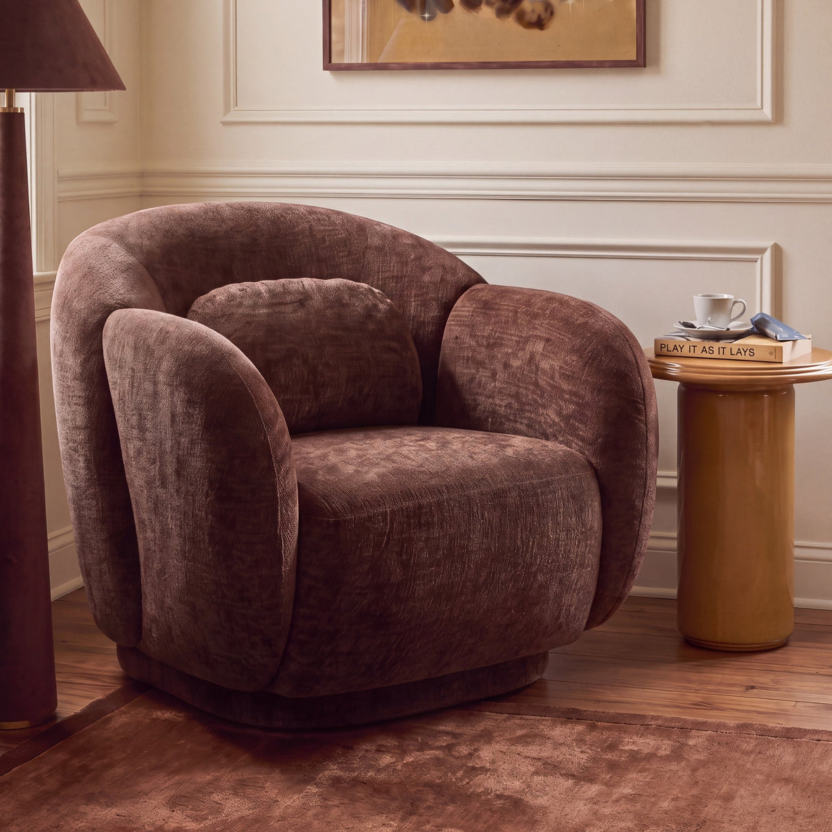 Misty Chocolate Brown Textured Knubby Fabric Accent Chair by TOV Furniture – photo 2 of 8