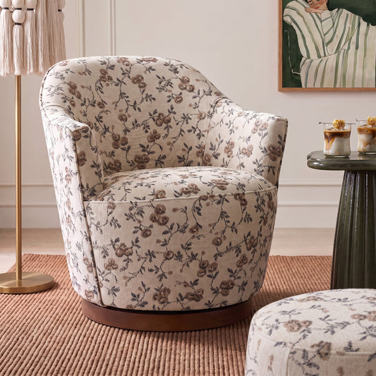 Skyla Swivel Accent Chair in Beige Floral by TOV Furniture – photo 2 of 7