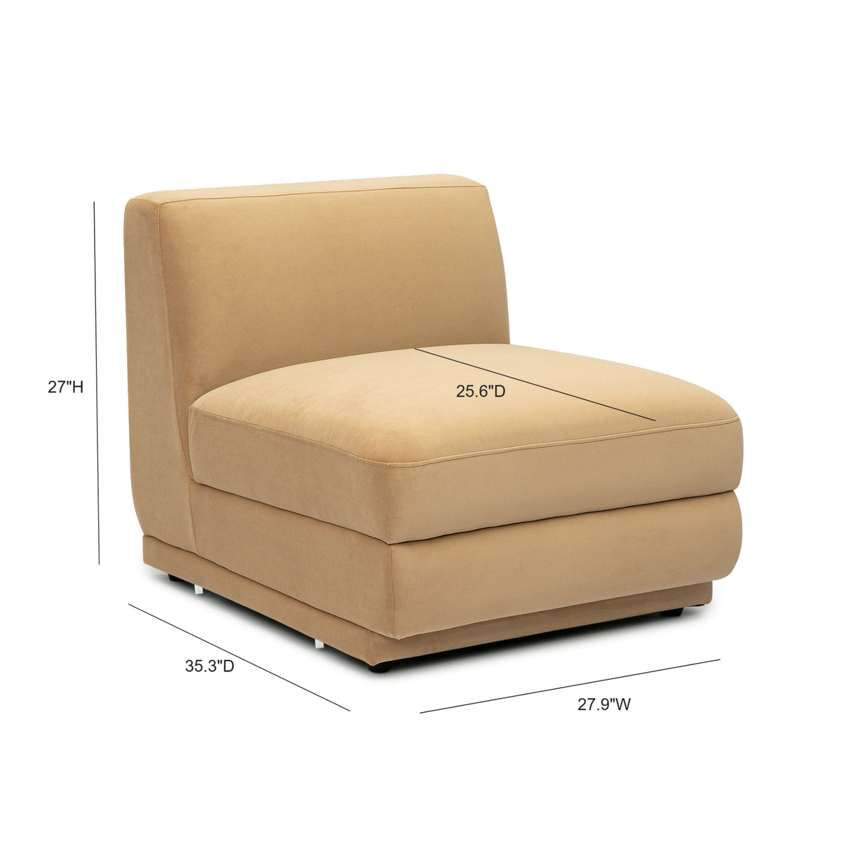 Perry Tan Performance Velvet Modular Armless Chair by TOV Furniture – photo 6 of 6
