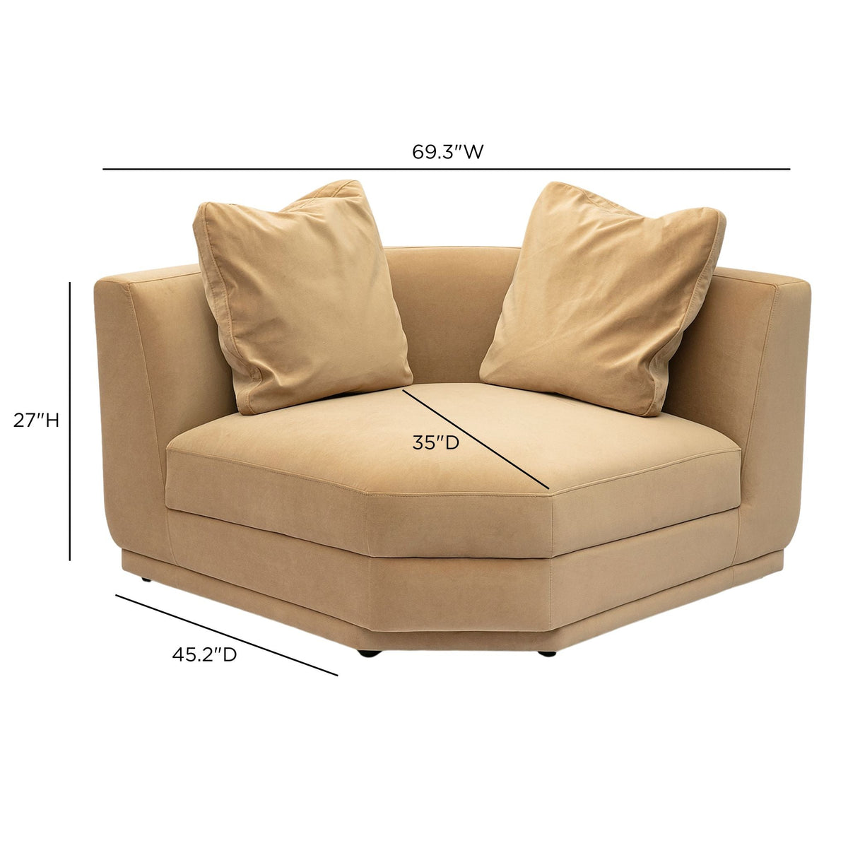 Perry Tan Performance Velvet Modular Sectional Wedge by TOV Furniture – photo 6 of 6