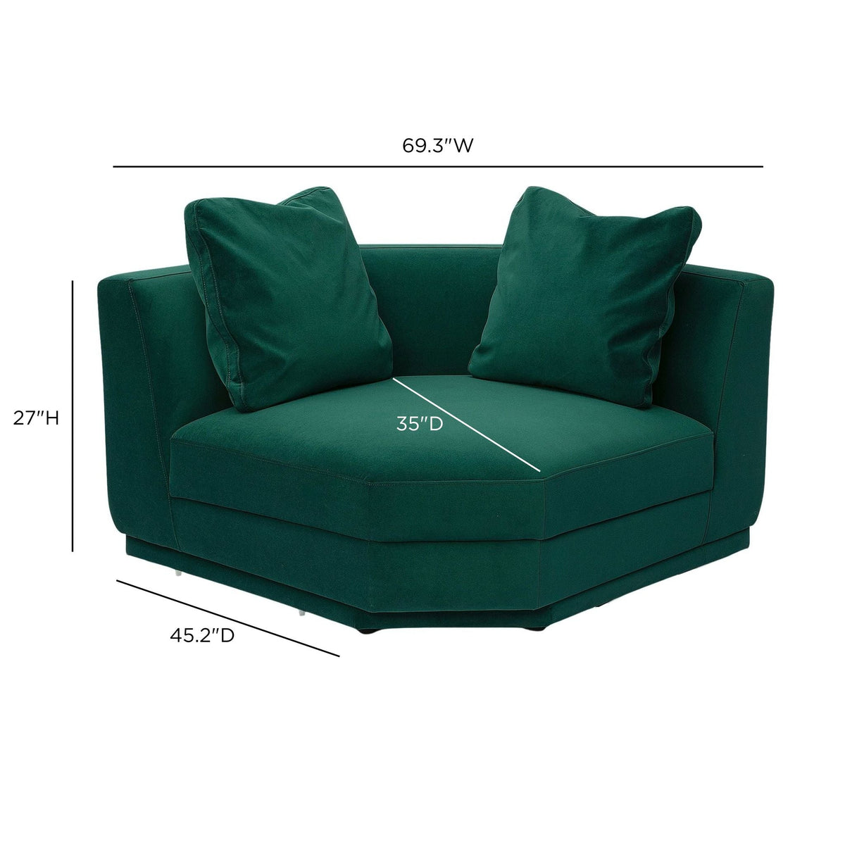 Perry Deep Green Performance Velvet Modular Sectional Wedge by TOV Furniture – photo 6 of 6