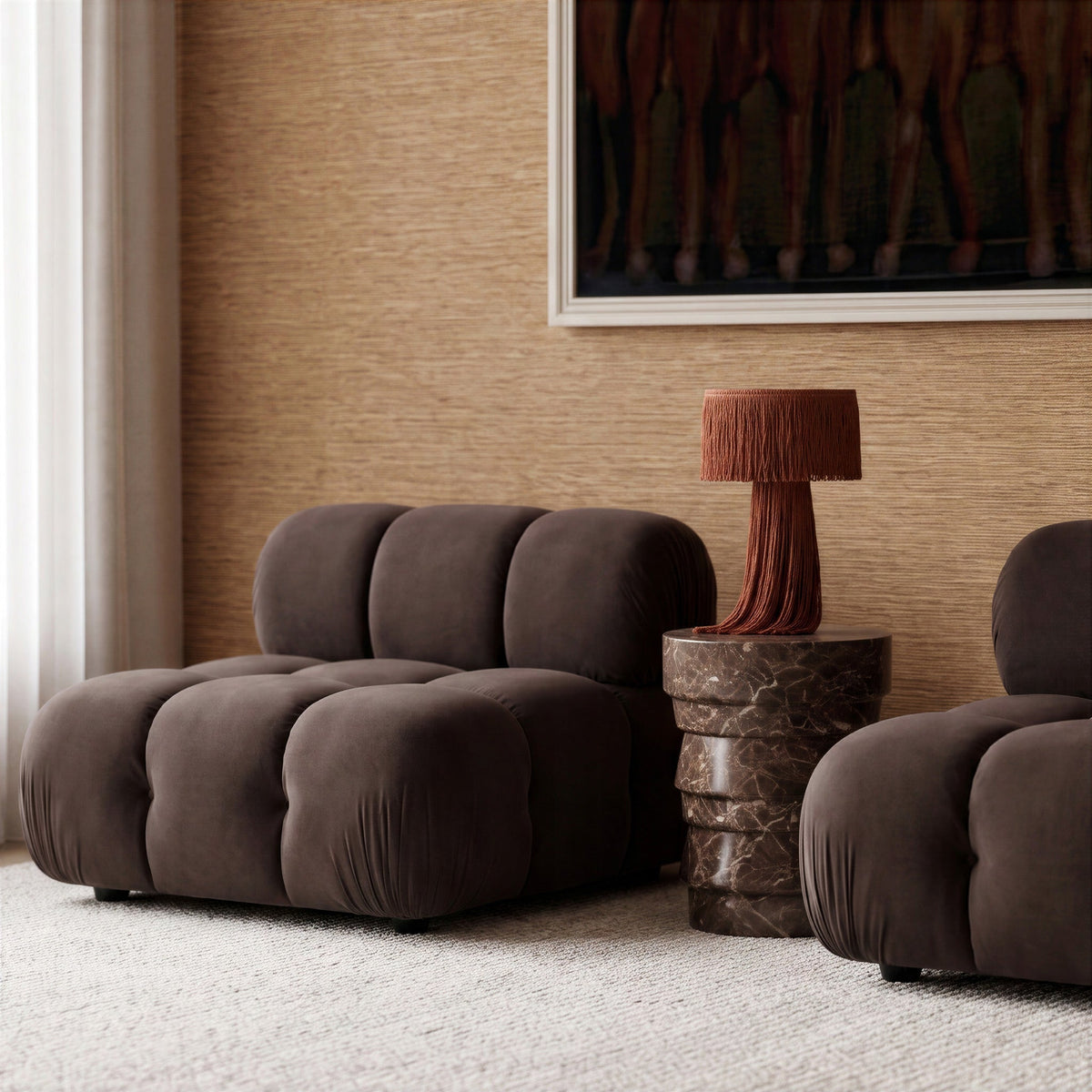 Calliope Dark Brown Performance Velvet Modular Armless Chair by TOV Furniture – photo 2 of 5