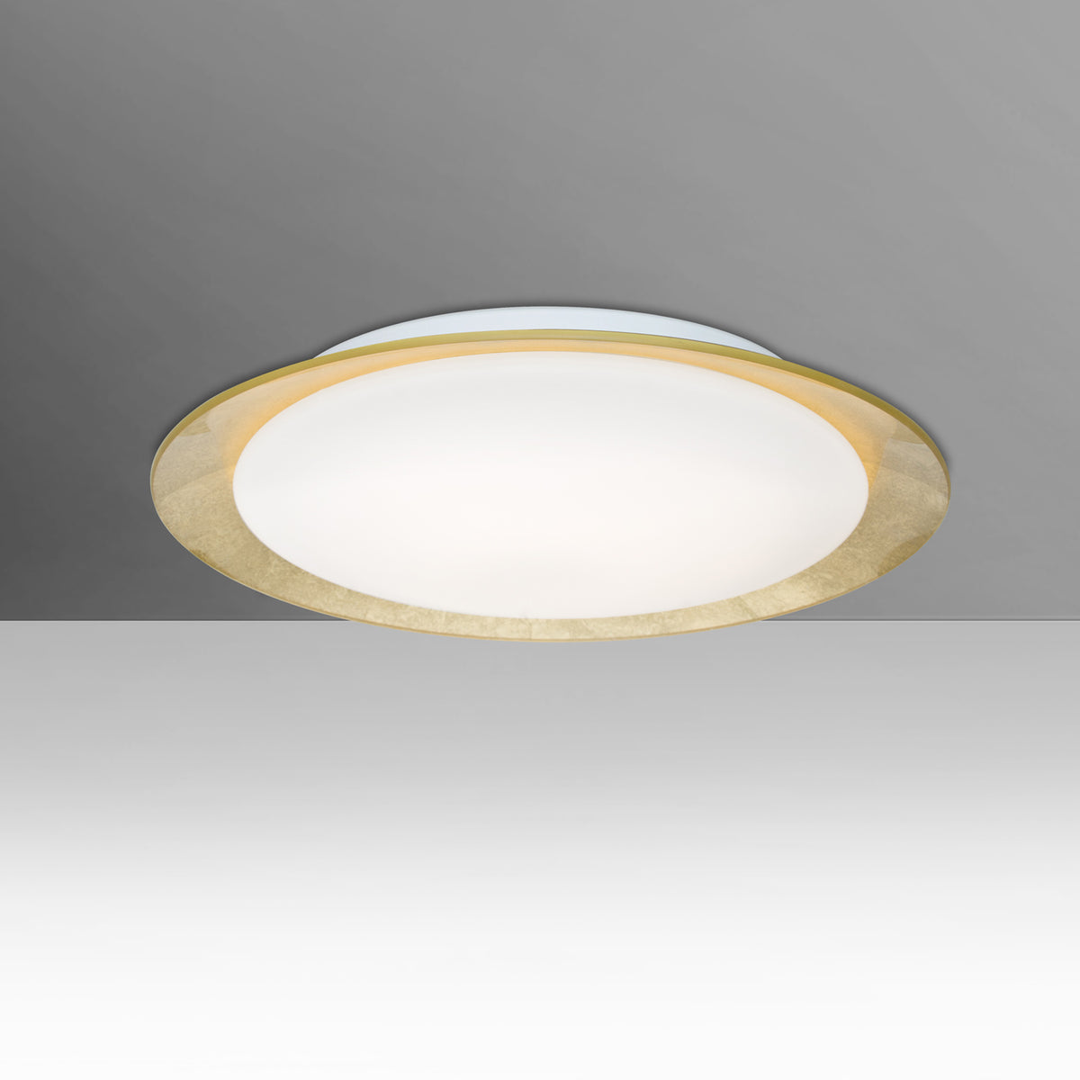 Besa Tuca 19 flush mount – Opal/Gold Foil glass, studio view (Besa photographs the Tuca 15; Tuca 19 is the same design, larger)