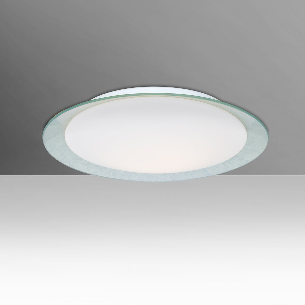 Besa Tuca 19 flush mount – Opal/Silver Foil glass, studio view