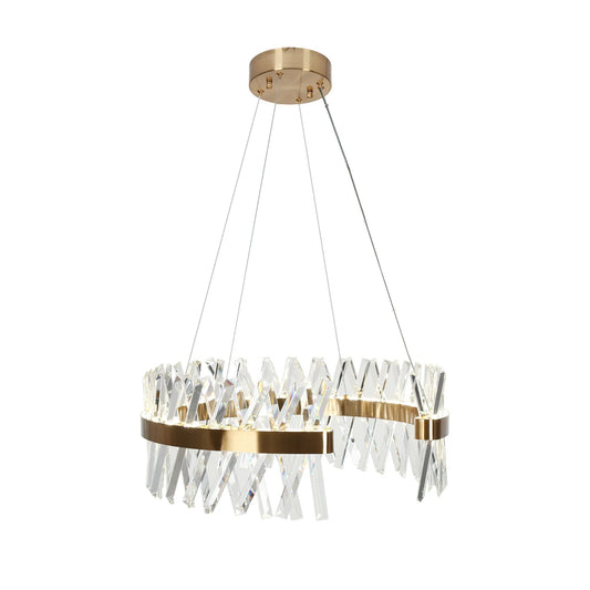 23 Inch Brass Crystal Drum Chandelier Ha0503 - LNC Home