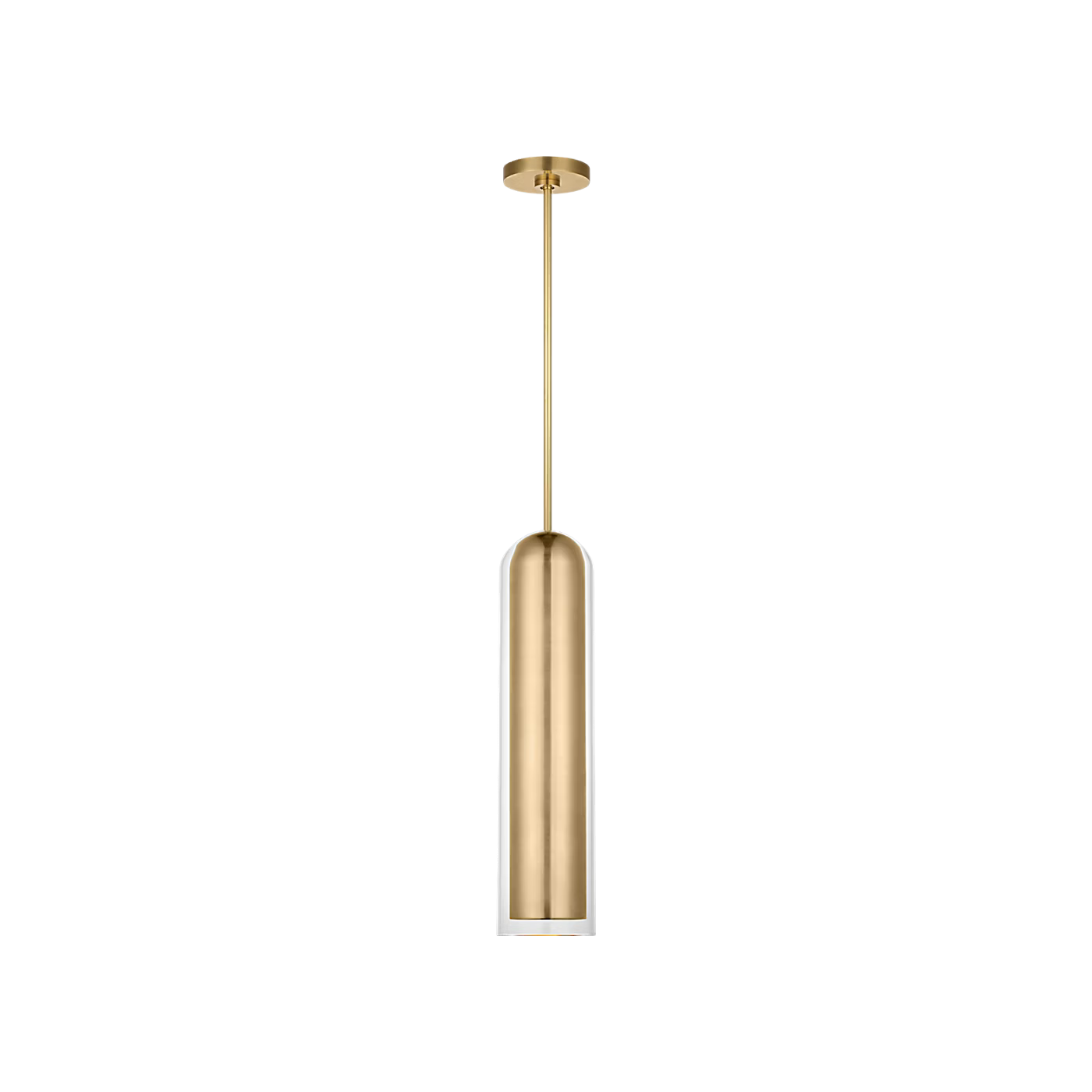 Tala 25 pendant light antique brass finish by Visual Comfort with warm LED illumination