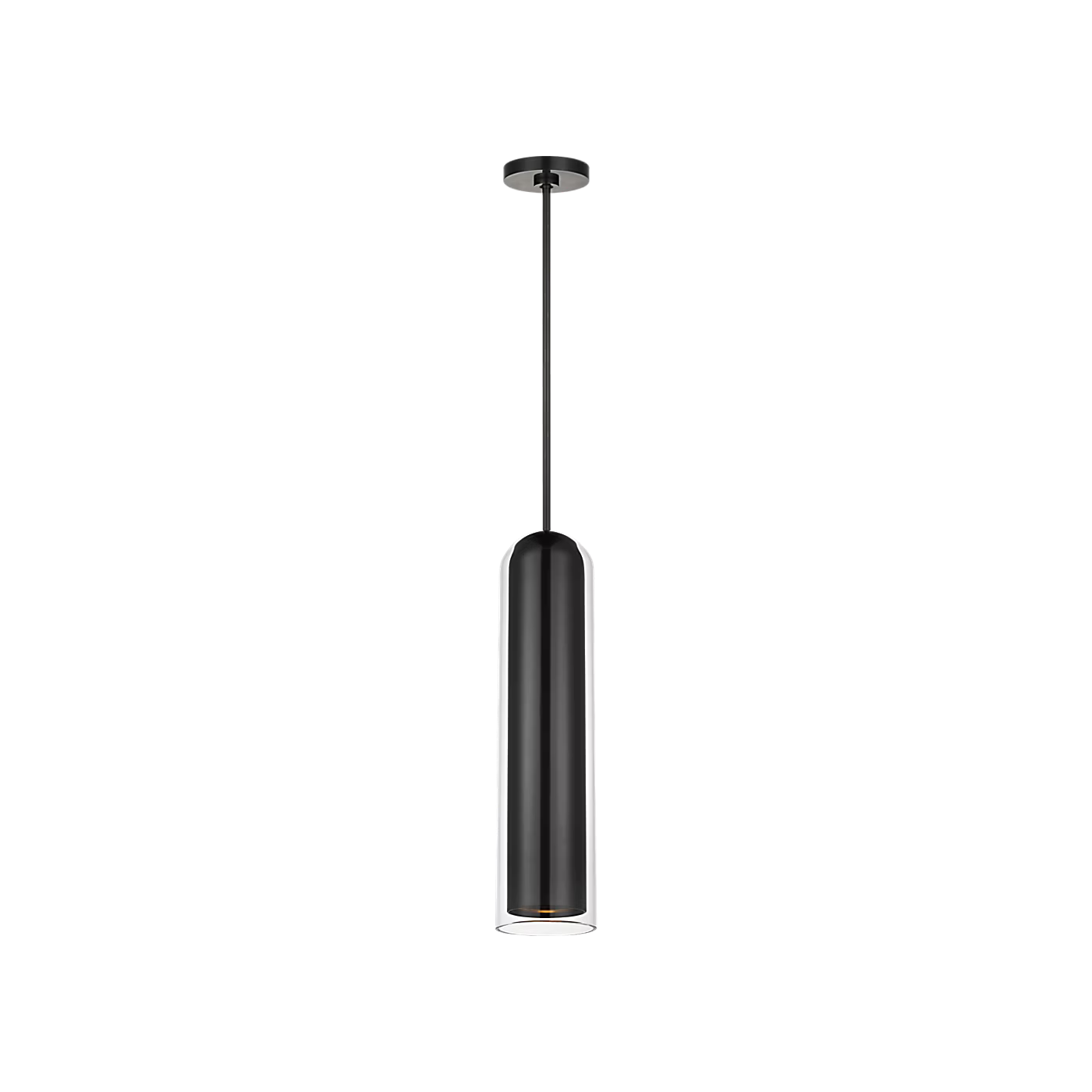 Tala 25 bronze finish pendant light illuminated in modern living room setting