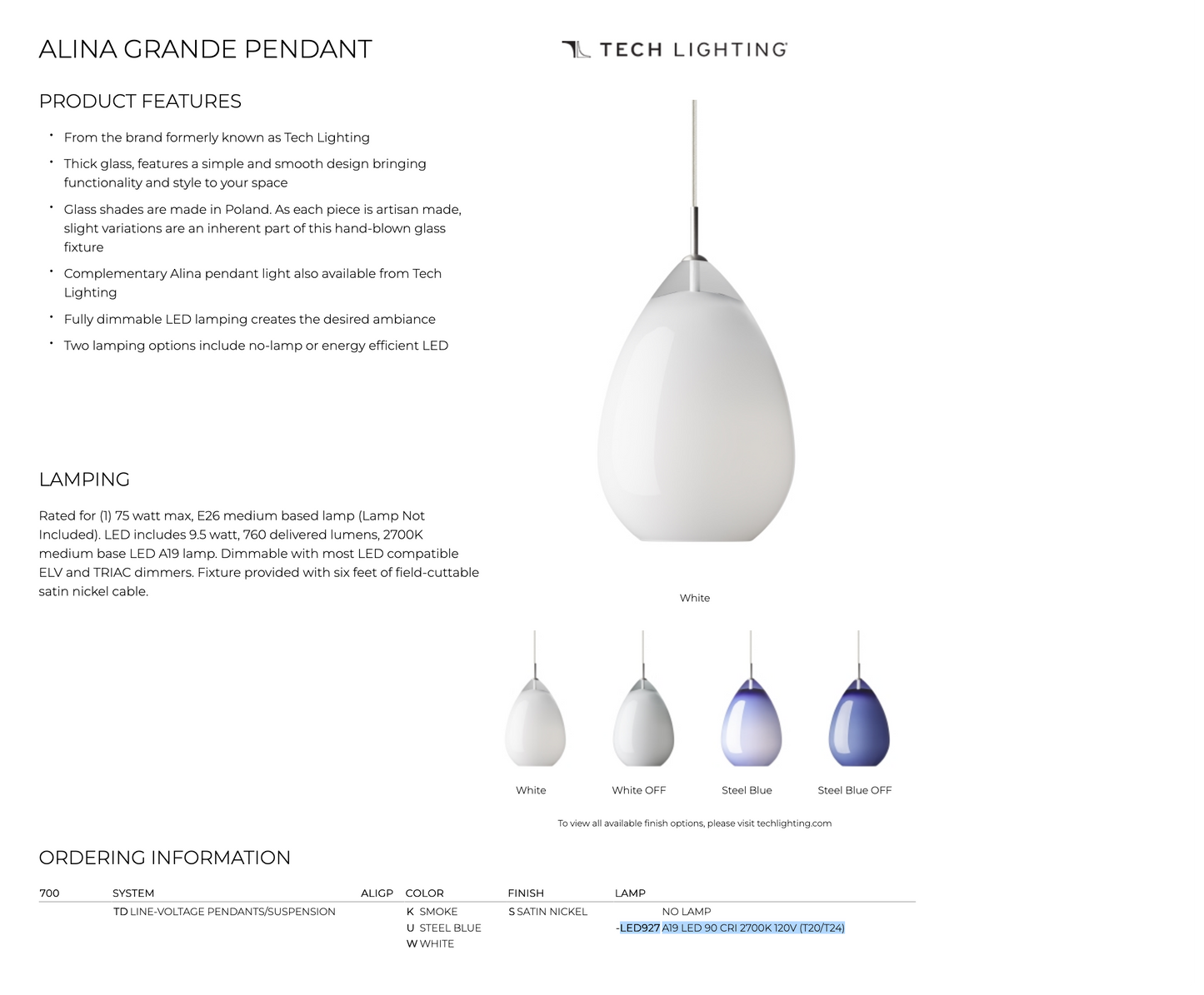 Tech Lighting Alina Pendant - Ambient Lighting Solution