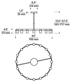 Led Round Chandelier 18 Light Esfera 700Esf44 by Visual & Comfort & Co