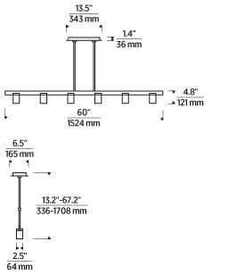 Esfera 60-inch Linear Chandelier 700Lsfesf60 by Visual & Comfort & Co
