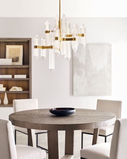Langston Medium LED Chandelier Fluted Glass Brass Bronze by Visual & Comfort & Co