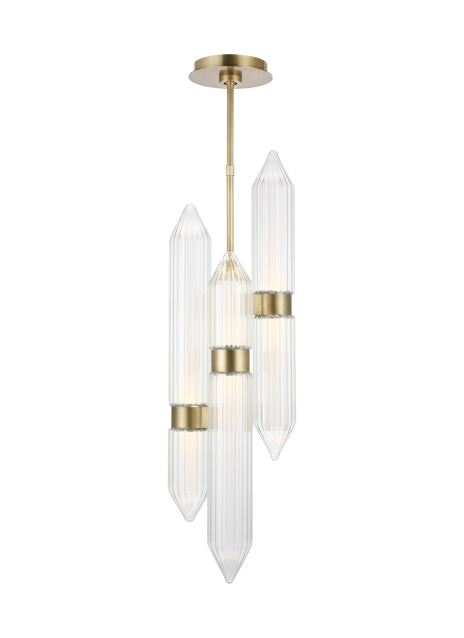 Langston Large Glass Brass Bronze LED Pendant Light by Visual & Comfort & Co