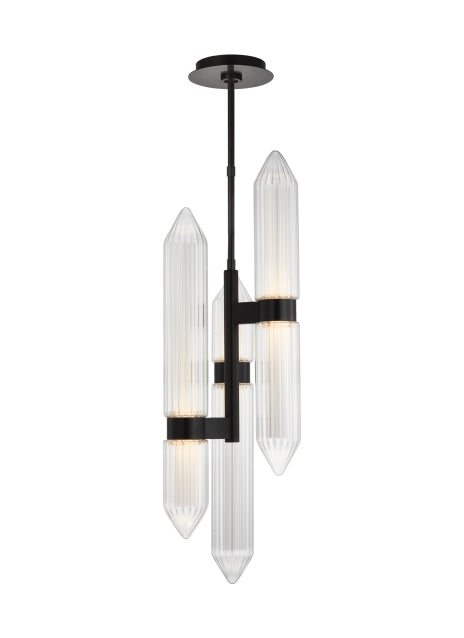 Langston Large Glass Brass Bronze LED Pendant Light by Visual & Comfort & Co