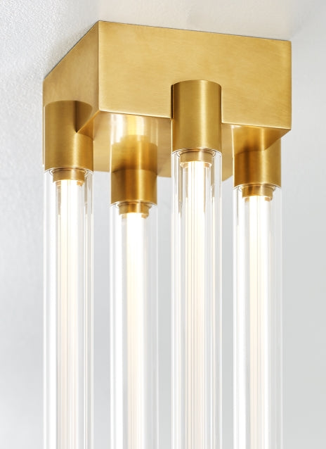 Visual Comfort Modern 4 Tube Led Flush Mount P Hobos 700Fmph Natural Brass