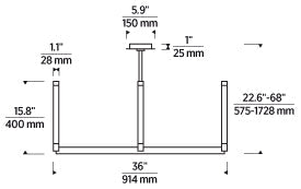 Visual Comfort Phobos 36 Inch Led Chandelier Tubular Glass Pendant Light 