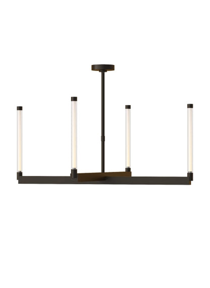 Visual Comfort Phobos 36 Inch Led Chandelier Tubular Glass Pendant Light Natural Brass