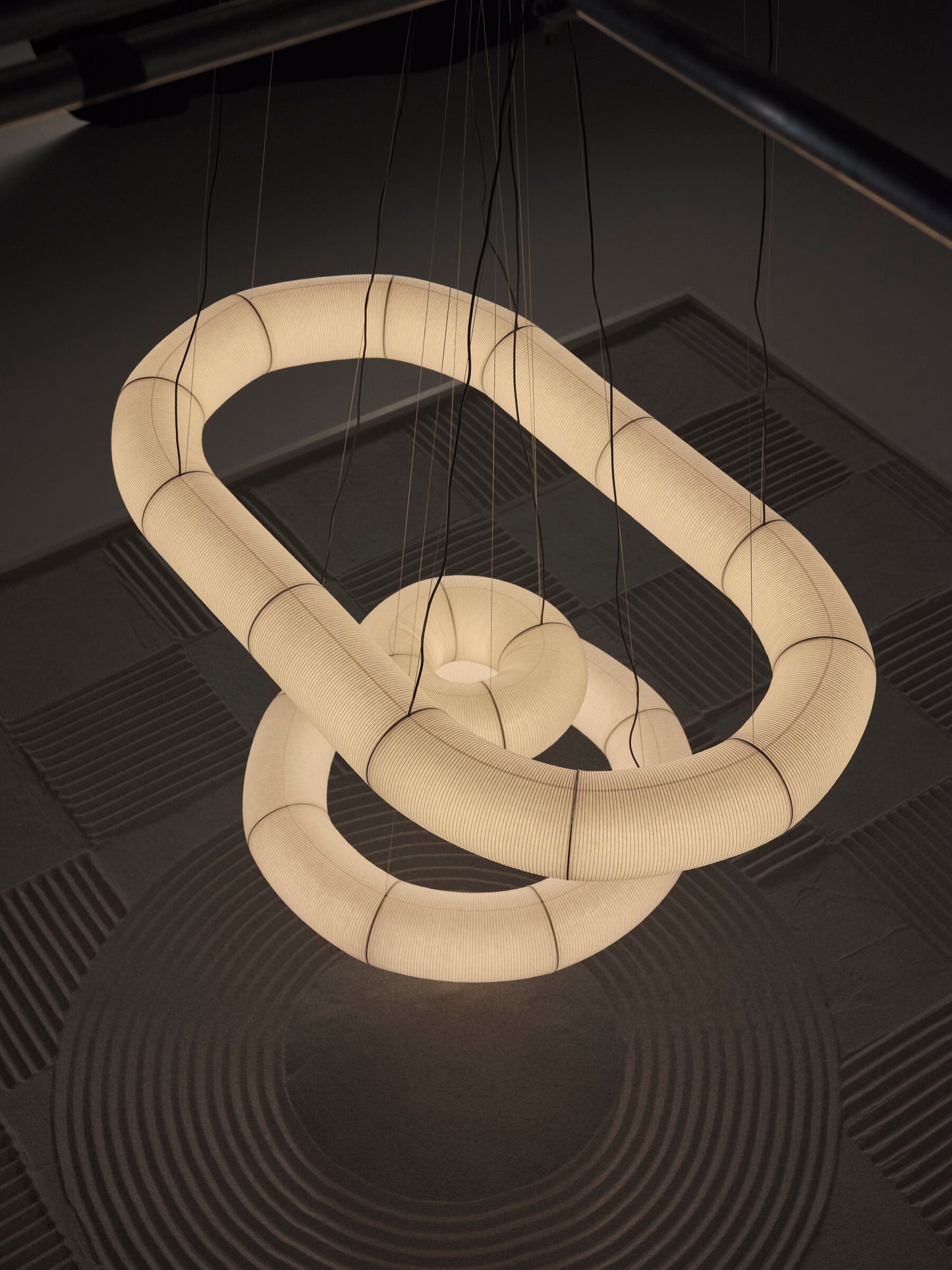 Large oval washi paper pendant light for office and reception areas