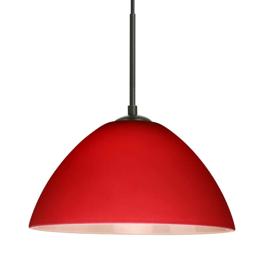 Besa Tessa pendant light with red matte glass shade and black finish for kitchen island and dining room lighting