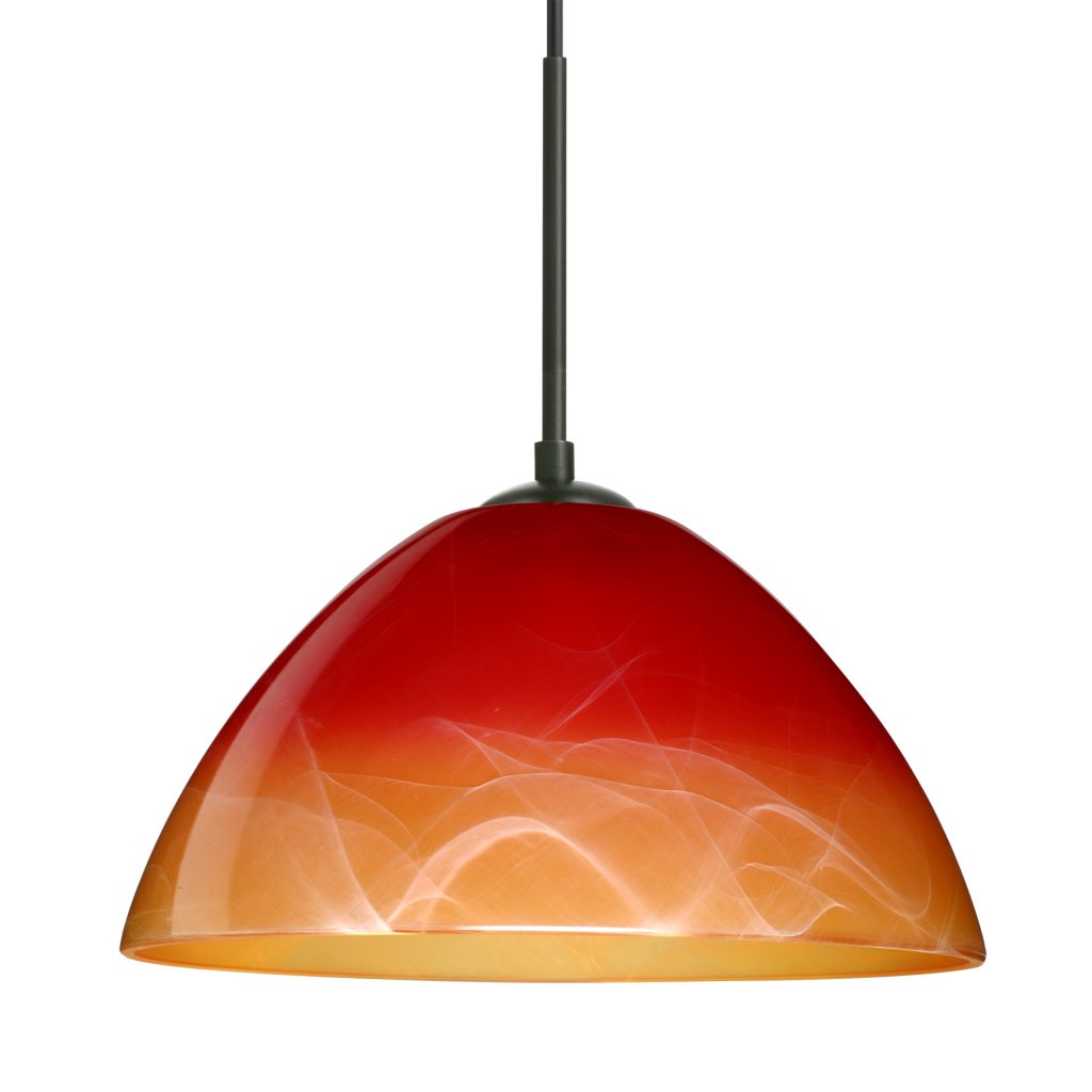Besa Tessa bell-shaped pendant featuring a Solare glass shade with warm decorative illumination