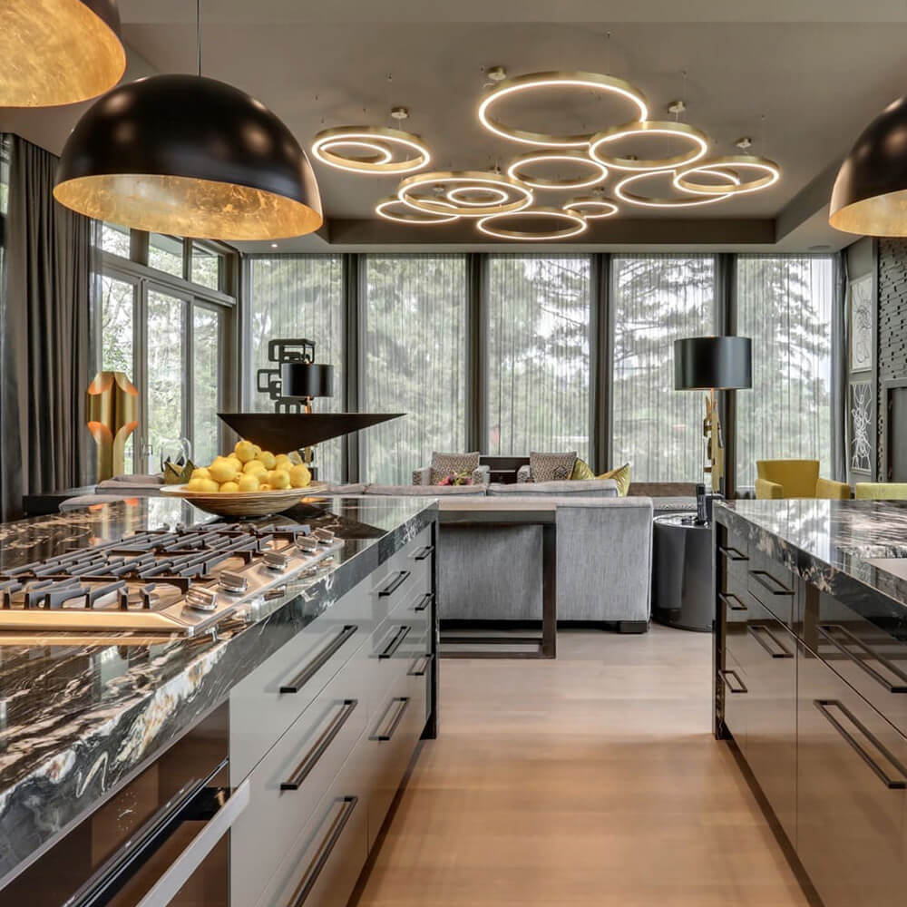The Ring LED chandelier by Viso in a lifestyle setting, view 1