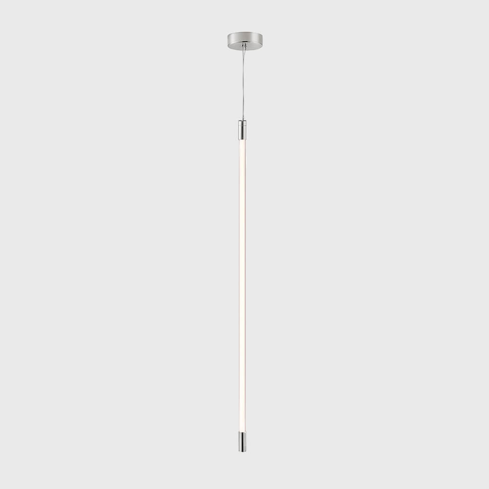 Thin LED linear suspension light by Viso, Chrome, 38 in, Horizontal