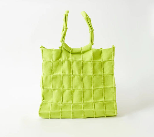 Mate Mono Tile Bag in Lime Green – knit handbag, photo 1