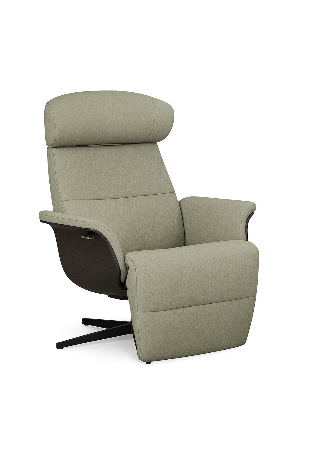Ergonomic Scandinavian recliner with adjustable headrest and supportive backrest for long sitting sessions