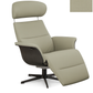 Fantasy Cement Leather Swedish recliner with angled footstool ideal for relaxation, work, and home entertainment