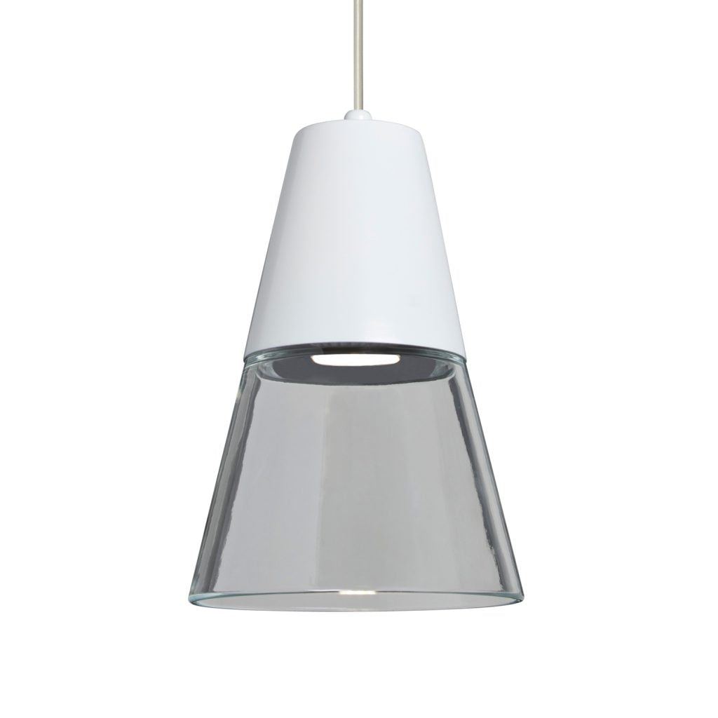 Timo 6 Smoke White LED pendant light by Besa Lighting featuring smoke glass and white accent in a modern interior