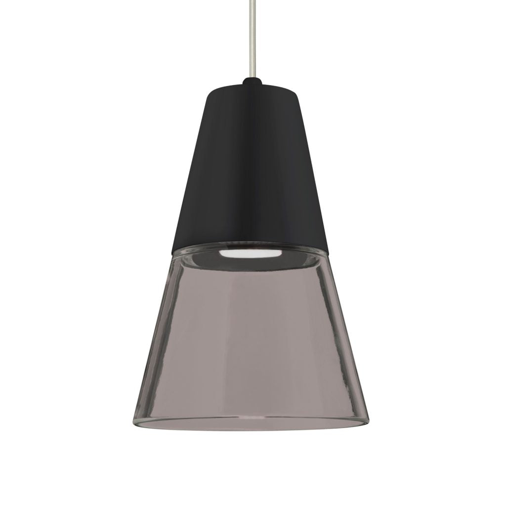 Modern Besa Timo 6 Smoke Black pendant light featuring dimmable LED illumination and handcrafted glass shade