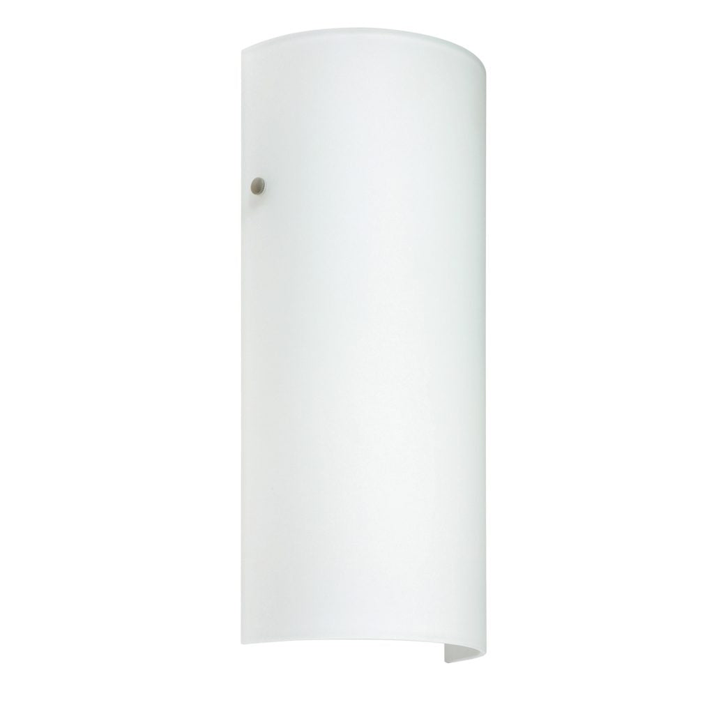 Handcrafted white glass wall light with soft ambient illumination and slim ADA profile